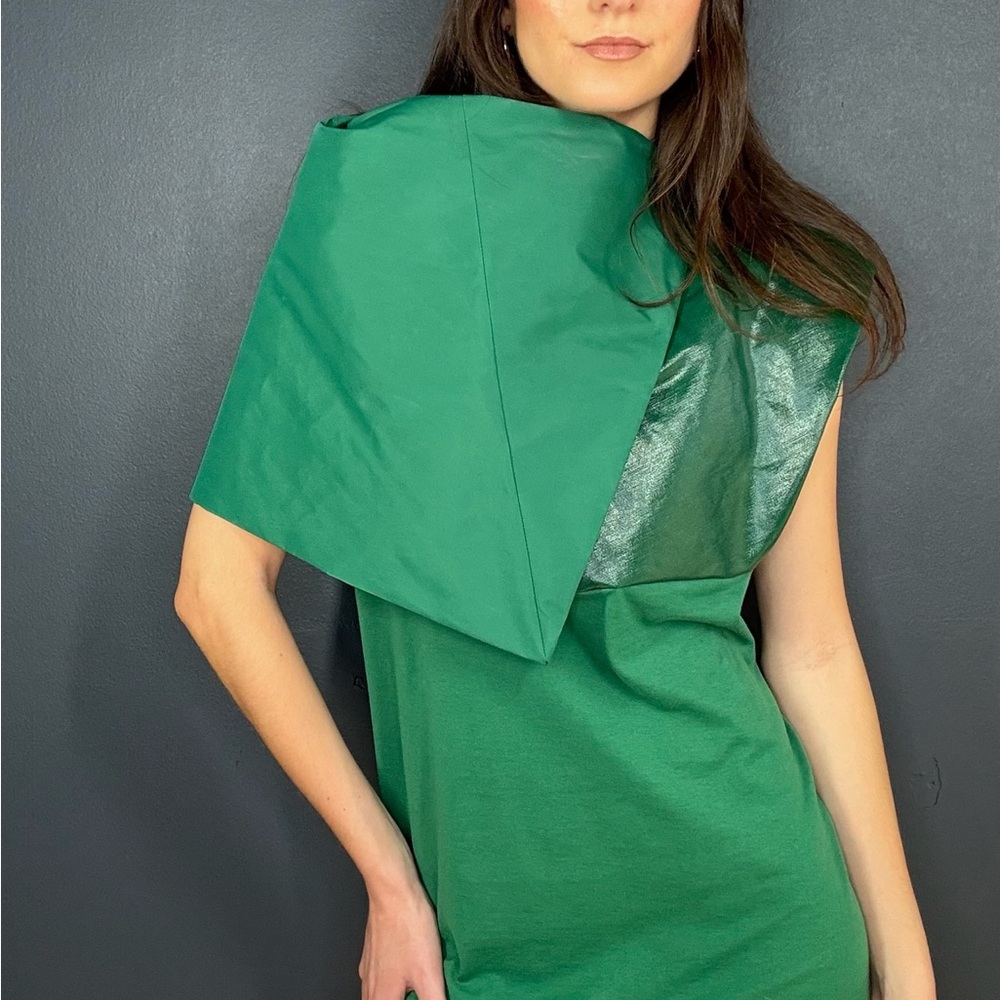 Rick Owens Green Asymmetrical Sheath Cocktail Dress - Picture 10 of 10